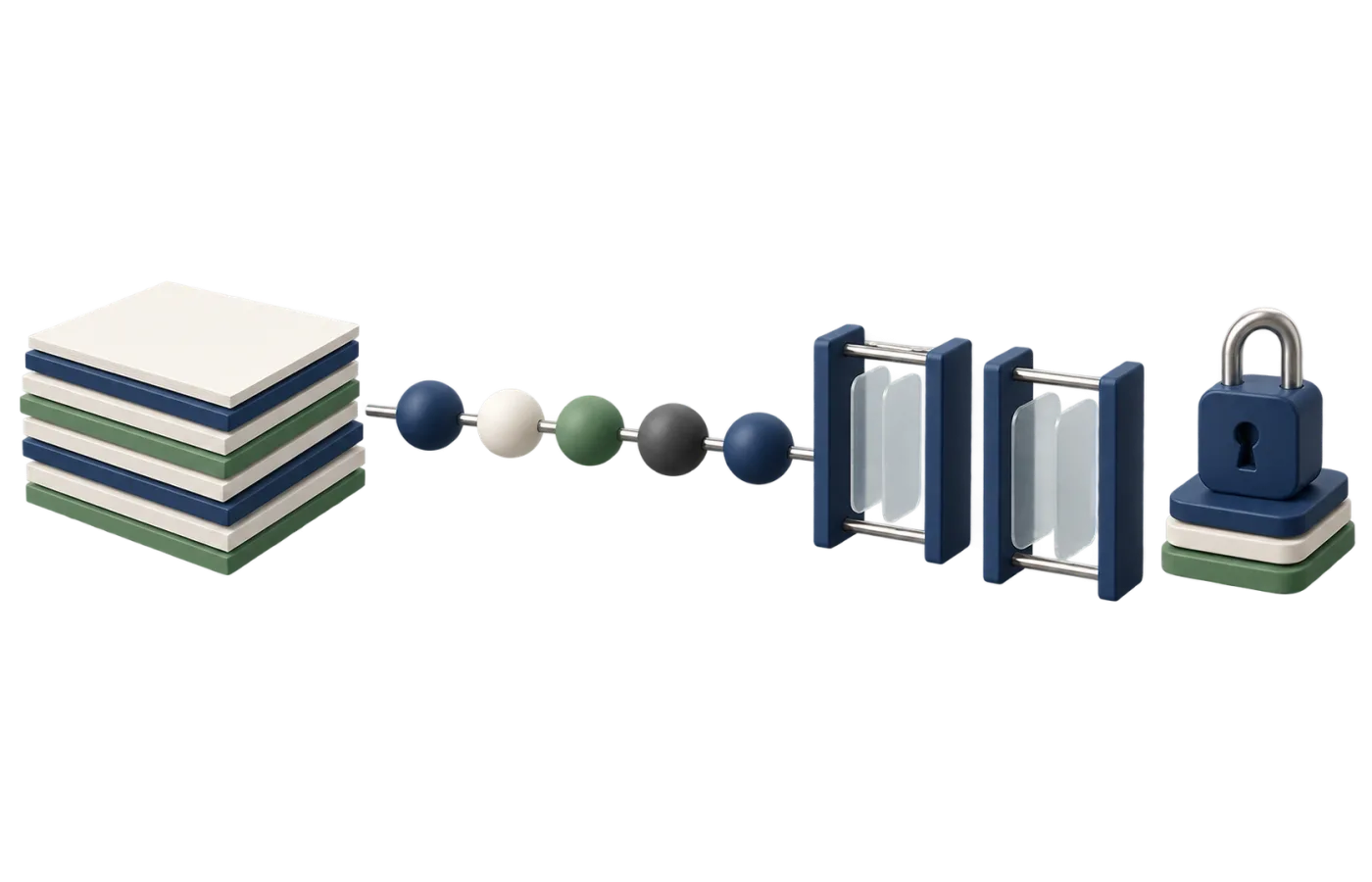 A visual composition representing governance, review, and decision records